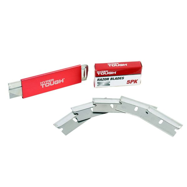 Hyper Tough RETRACTABLE BOX CUTTER + 6-SINGLE-EDGE RAZOR BLADES ALUMINUM HANDLE
