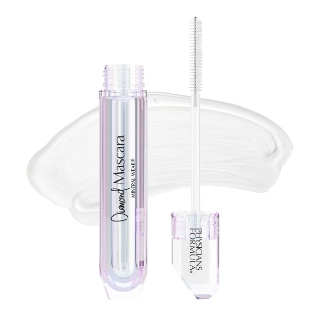 Physicians Formula, Mineral Wear Diamond Mascara, Transparente Mehrzweck-Mascara für Augenbrauen und Wimpern, mit Diamantstaub, Peptiden, Mineralpuder und pflegendem Vitamin E, Clear Diamond