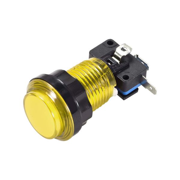 uxcell Game Push Button 33.5mm Round 12V LED Illuminated Push Button Switch with Micro Switch for Arcade Video Games Yellow 1pcs