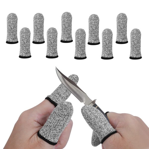 Molain Finger Cots Cut Resistant Protection, 10 Pieces Reusable Finger Thumb for Work,Kitchen,Garden,Sculpture