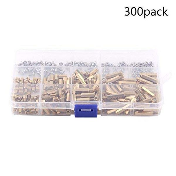 ARCELI 300 stücke M3 Messing Hex Spalte Standoff Spacer Schraube Mutter Sortiment Kit mit Box