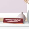 Next Window Please, Left Arrow Red Wine Rose Gold Frame, Desk Sign (2x8”)