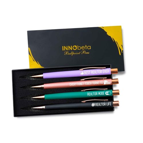 InnoBeta Realtor Gifts for Women, Funny Gifts for Real Estate Agent, Ballpoint Pen Set of 4, Gift Ideas for Women on Birthday, Christmas, Appreciation