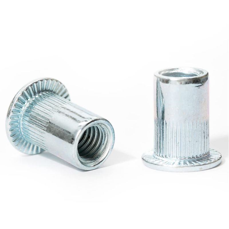 M8 x 18mm Flat Head Open End Blind Rivet Nuts Cylindrical Grooved Shank ...