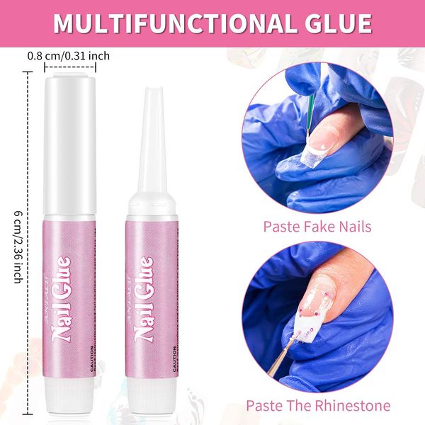 10 Pcs 2g Bottles Extra Strong Super Strong Quick Dry False Fake Nail Glue For Nail Tips Rhinestones Nail Art Decoration Nail Glue - Professional Salon & Home Use