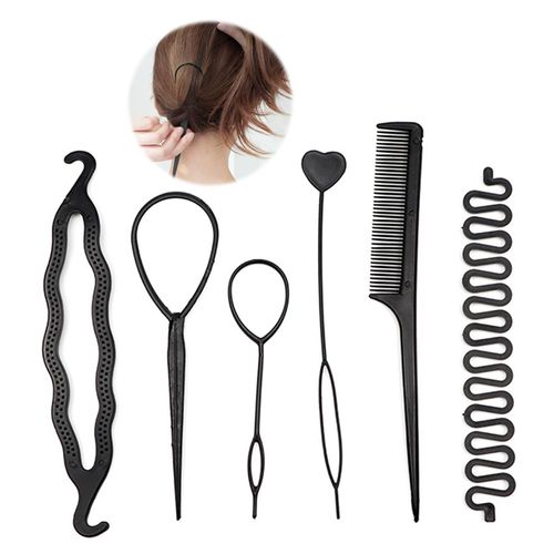 PAVIKE Hair Styling Tools, Set of 6, Hair Arrangement Set, Hair Arrangement, Goods, Arrangement Sticks, Hair Bun Maker, Women's Braiding Maker, DIY Hair Braiding Kit, Women's Hair Styling Tool