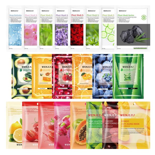 WENJLYJ 22PCS Face Mask Set,Moisturizing Facial Sheet Mask,Hydrating Face Mask Skin Care