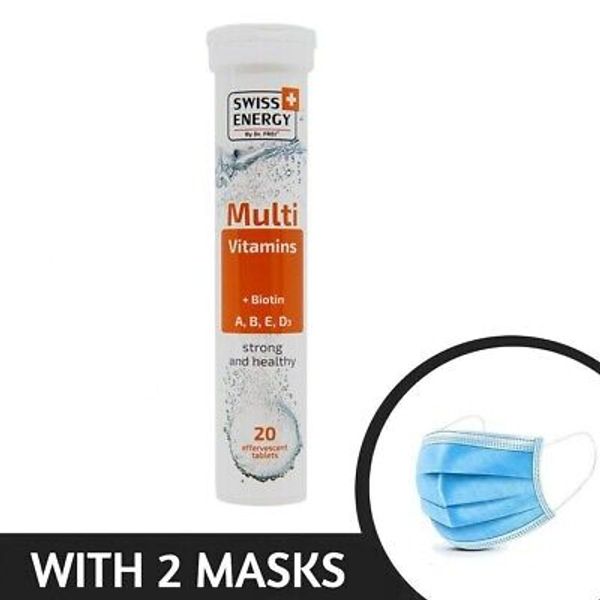 Swiss Energy Multi Vitamins - Effervescent 20 Count & 2 FREE MASKS