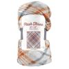 Fall Farmhouse Throw Blanket: Soft Grey White Orange Plaid Design Accent