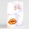 Bronzed lipstick and butterflies birthday card