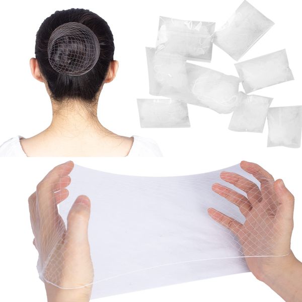 WeKen 10PCS White Hairnets Invisible Elastic Edge Mesh Hair Nets for Women Hair Bun Making Sleeping Ballet Dancer Kitchen Food Service 20" Individual Pack