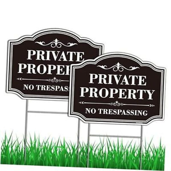 Private Property No Trespassing Sign,2Pack-12" x 9" Corrugated Plastic Yard