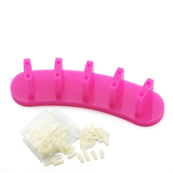 KADS Plastic Nail Art Manicure Practice Display Training Practice with Fixed Stand and 100 Pcs Nails