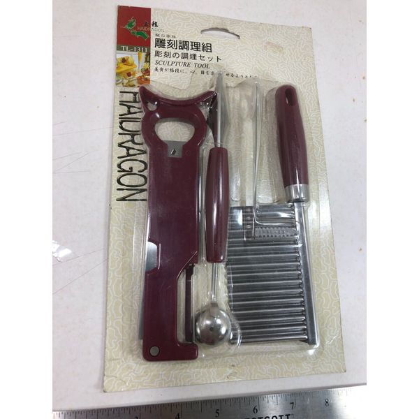 4 pcs/set Stainless Steel Kitchen Tool Set Fruit Carving Knife With plastic hand