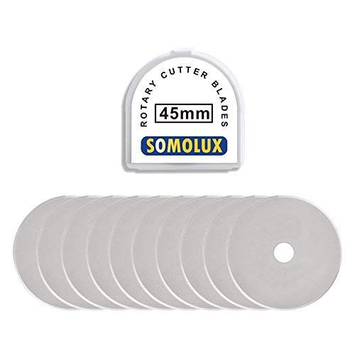 SOMOLUX 45mm Rotary Cutter and Trimmer Refill Blades for Fiskars Replace Blades for Quilting Scrapbooking Sewing Sharp and Durable 10PCS