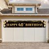 Large Happy 40th Birthday Decoration Banner, Black and Gold Happy 40th Birthday Banner Sign, 40th Birthday Party Decorations Supplies(9.8x1.6ft)