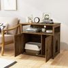 Cat Litter Box Enclosure w/ Double Barn Doors Divider Side Entry Storage Shelf