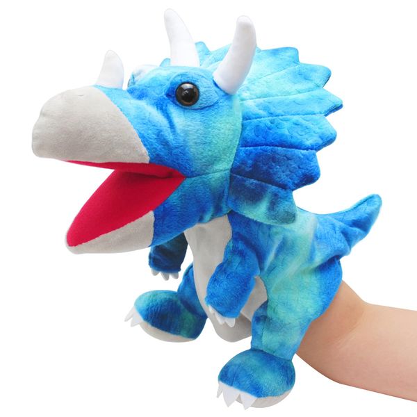 Hand Puppets Dinosaur Puppets for Kids, Dinosaur Toys for Boys Girls, Plush Dinosaur Stuffed Animal Story Toys Gifts for 3-6 Year Old Boy (Triceratops)