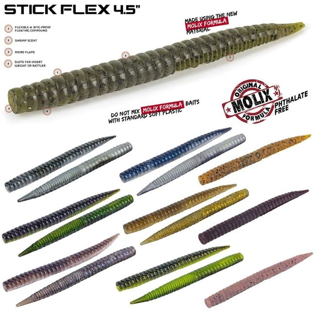 Molix Stick Flex 4,5" (4 Stück) Farbe: Watermelon Gold Chart