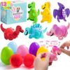 JOYIN 12 Sets Easter Dinosaur Deformation Eggs Toys Dinosaur Filled Craft Kits