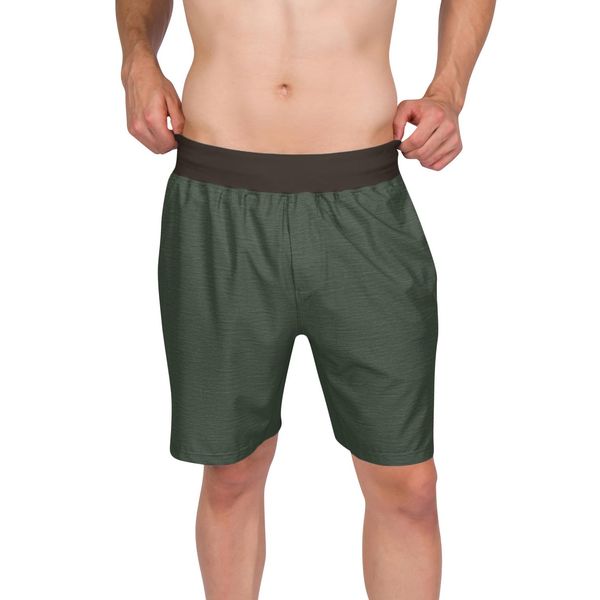 Dry Fit Mens Workout Shorts - Performance Stretch Gym Shorts for Men - Anti-Odor, Zip Pocket Olive Green