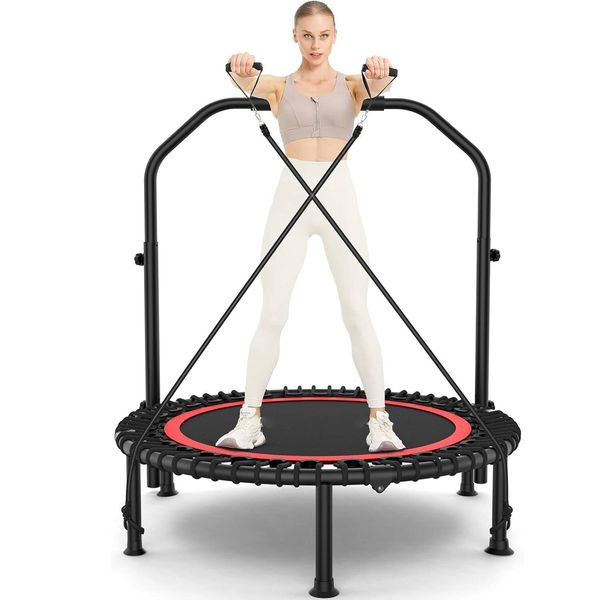 40" Mini Trampoline with Upgraded Bungee Cords Adjustable Bar 450LBS Capacity US