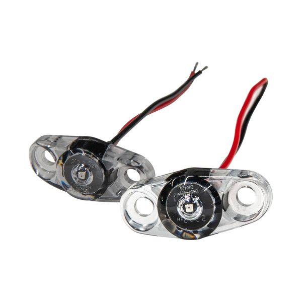 LED Red Mini Surface PC Side Marker Trailer Light - Clear Lens 5" Wire