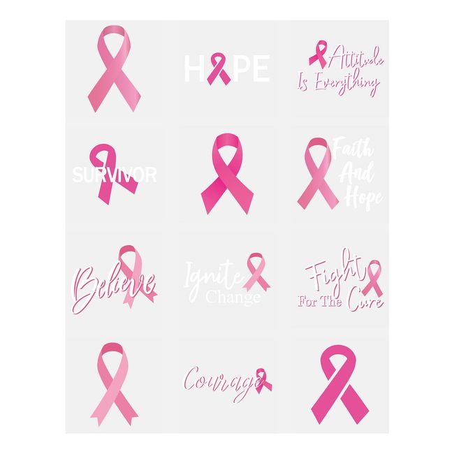 144 Breast Cancer Awareness Pink Ribbon Tattoos - Walk/Football Team/Run/Fundraising Giveaways Favors