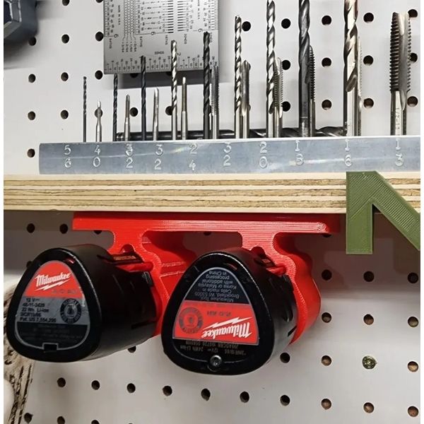 DOUBLE M12 BATTERY WALL MOUNT UNDER  SHELF MOUNT 3D Printed MILWAUKEE PACKOUT