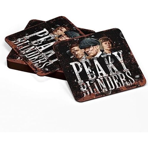 SIGNS 2 ALL Two PEAKY BLINDERS Wooden Coasters Mancave Vintage Retro Wood Bar Pub Wall Round Coaster