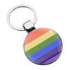 Personalised Engraved with a Rainbow Flag Design Silver Round Keyring Presented in a Gift Bag