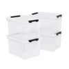 22 Qt Latching Storage Box, Stackable Bin with Latch Lid, Clear, 4-Pack