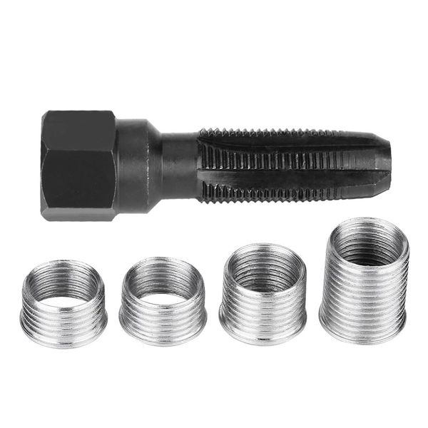 SOCOCO Screw Thread Repair Kit, Spark Plug Repair Tool, Carbon Steel Material, 0.6 inch (14 mm) Spark Plug Repair, Insert Included, Recoil for Spark Plug Holes, Tap Tool, Repair Tool