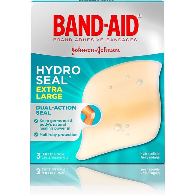 Band-Aid Hydro Seal Extra Large Adhesive Bandages Waterproof Blister Pad 3 Ct