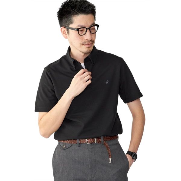 SHIPS WEB Exclusive Drymix (R) One-Point Logo Button Down Points, Black, S