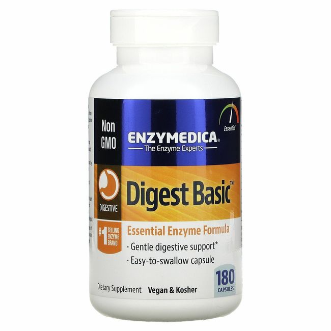 Enzymedica Digest Basic Essential Enzyme Formula 180 Capsules Casein-Free,