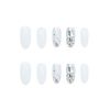 24pcs Cream Long Nail Tips Sequin Decoration Pure Color Nail Tips Fake Nails Girls Party Amusement Park