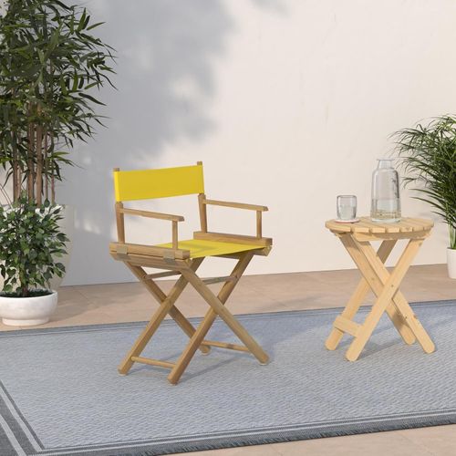 HomeStock Antique 18" Director's Chair Solid Wood Folding Chair with Armrests, Canvas Seat, Compact Foldable Frame, 33.75 x 21.75 x 16 in, 18 in Seat Height, Weighs 10 lb Bright Yellow/18-Inch Natura
