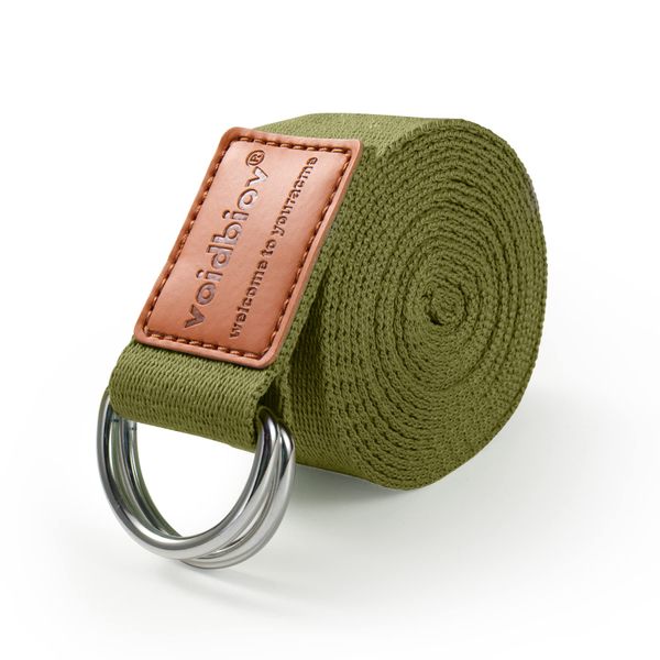 voidbiov D-Ring Buckle Yoga Strap 1.85 or 2.5M, Durable Cotton Adjustable Belt Perfect for Holding Poses, Improving Flexibility and Physical Therapy Avocado Green