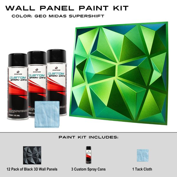 Geo Midas SuperShift Black Wall Panel Paint Kit Gold Green Aqua Blue Purple