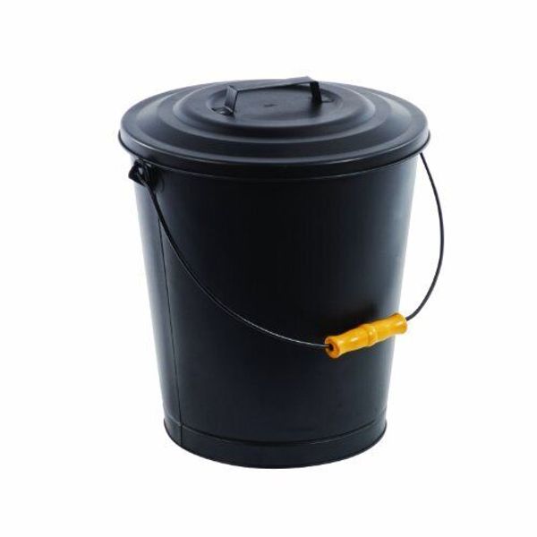 Fireplace Ash Bucket with Lid,Black