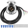ETUKER 7Pin Pre-Wired Socket with 1.9M Cable,Towbar Socket Metal (7MZ)