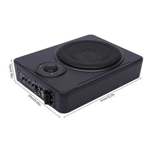 Knwigoe 8'' 600w Slim Under-Seat Subwoofer 12v Powered Subwoofer with Amp Slim Sub Speaker W/Remote Cable Set for Car Truck (Black)