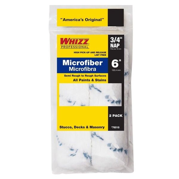 Whizz 76018 Blue/White Microfiber Mini Paint Roller Cover 6 W x 3/4 Nap in.