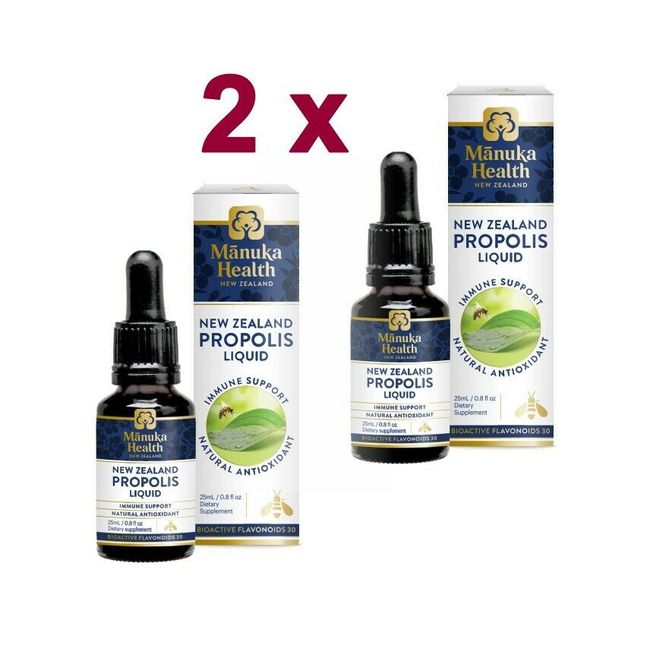 2 x Manuka Health BIO3 New Zealand Propolis Liquid (25ml) / 0.8oz Alcohol free