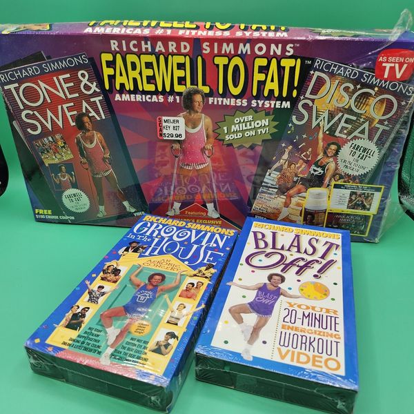 Richard Simmons Farewell To Fat! VHS Workout LOT - Set Of 4 NEW Exercise Band VG