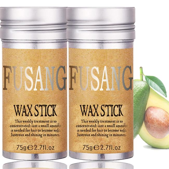 Fusang 2Pcs Hair Wax Stick,Slick Stick for Hair,Non-greasy Styling Hair Pomade Wax Stick Smooth Long Lasting Hair Stick Wax for Fly Away & Edge Frizz Hair,Easy to Use-2.7 Oz