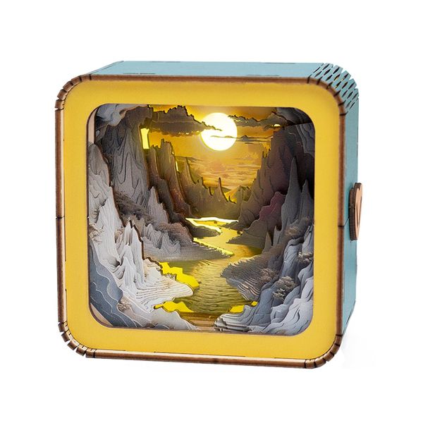 3D Puzzle Nightlight-LED Woodden 3D Puzzle Gifts-3D Wood Puzzles Sunlit Rivers Storybook Nightlight Home Décor for Kids and Adults,Unique Gifts for Mom,Dad,Sister,Wife