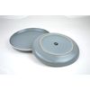 YöL Set of 4 Dinner Plates Tableware Round Dishes Solid Grey White Rim Stoneware