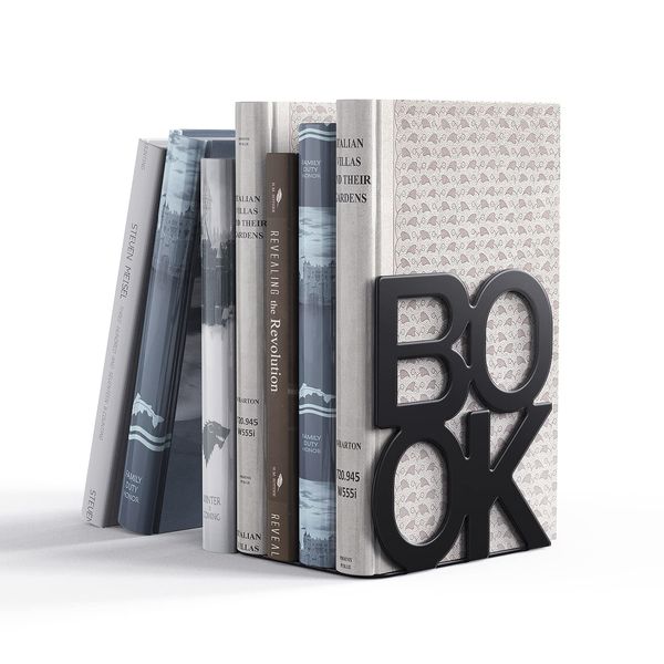 Decorative Metal Book Ends Supports for Bookrack Desk, Unique Appearance Design,Heavy Duty